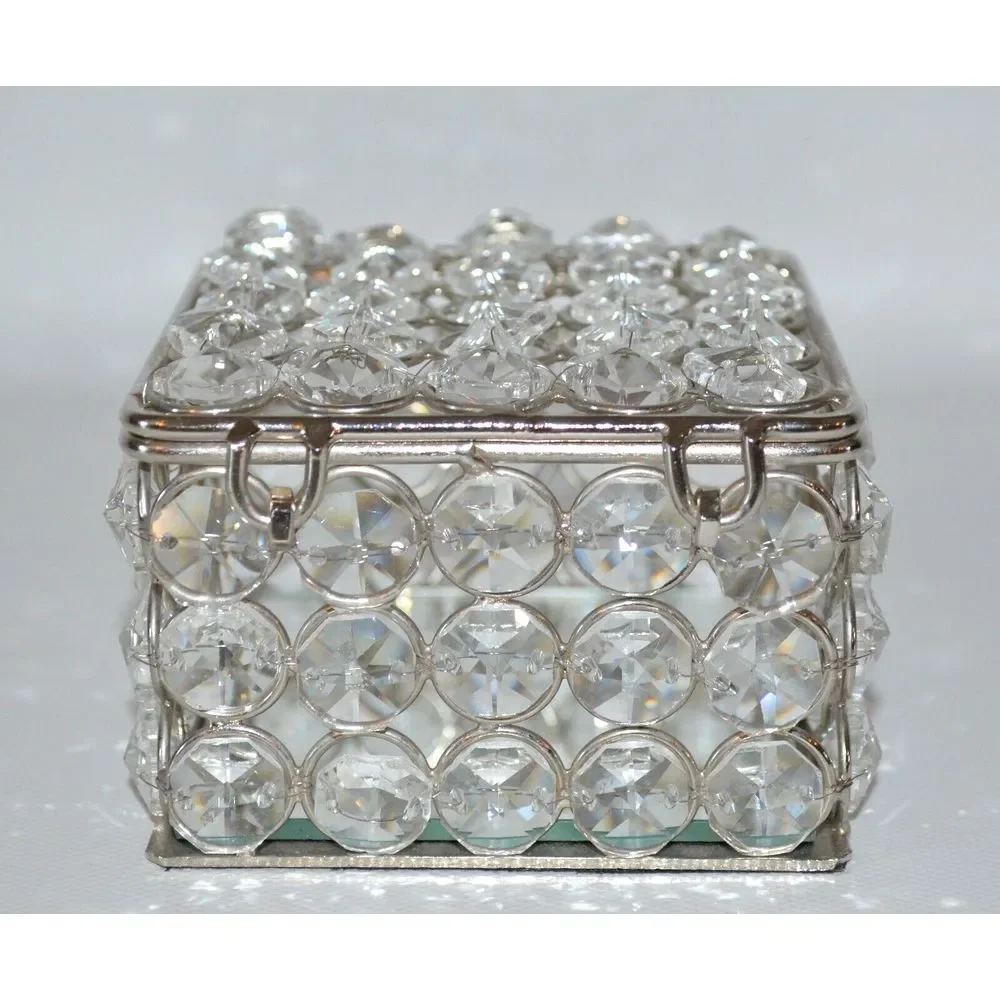 Clear Prism Rhinestone‎ Jewelry Box with Mirror Bottom 3.5